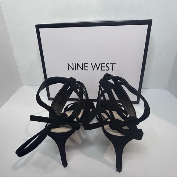 Nine West Sexy Black Suede Ankle tie Heels - Picture 10 of 14